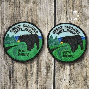 Vtg 1984 Great Smoky Mountains National Park Bear Patch 50th Ann.  Lot of 2